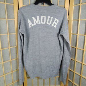 Zadig & Voltaire Amour 100% Wool V-Neck Grey Sweater Size L
